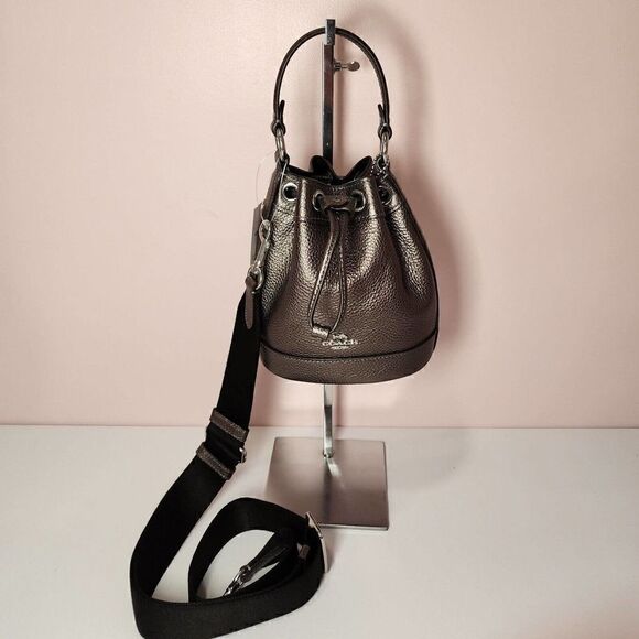 NWT COACH CE589 Dempsey Drawstring Bucket Bag 15 Silver/Metallic Gunmetal - Picture 7 of 7